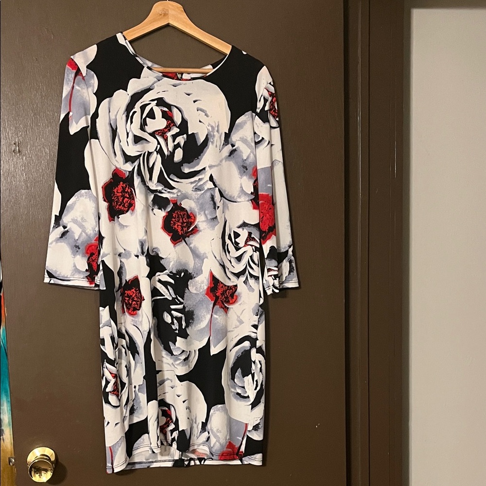 Allen B.  B/W/R Floral XL Dress